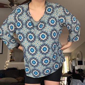 Womens JM Collection 3X Paisley Medallion Long Sleeve Embroidered Work Blouse